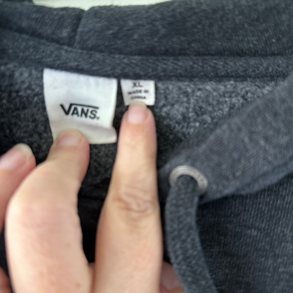 Vans Women's Dark Gray Hoodie with Pink Graphic - Picture 6 of 7